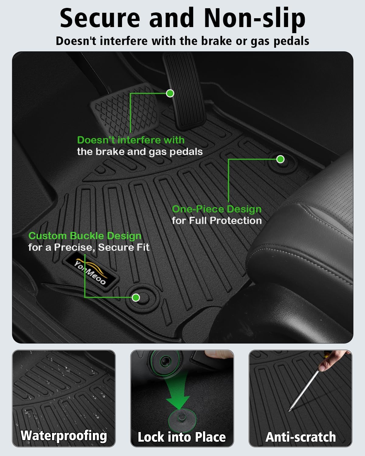 Floor Mats & Cargo Liner for Chrysler Pacifica 2017-2024 2025 Gas 7-Seater Touring (Non Hybrid&Non Pinnacle) All Weather TPE Rubber Trunk Mat Automotive Floor Liners for Pacifica Fuel 2025 Accessories